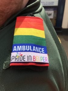Pride in Belper wristband added to ambulance epaulette