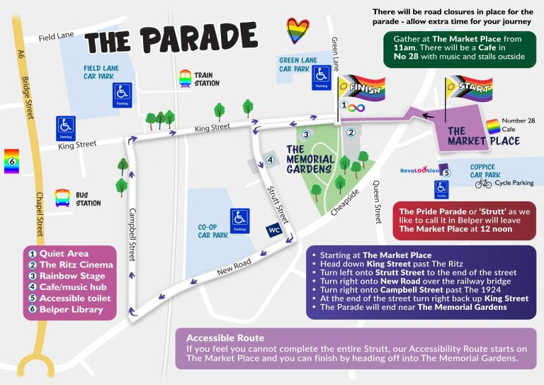 Updated map for Pride in Belper parade