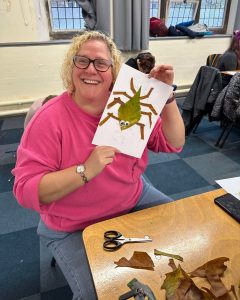 Pride in Belper's Tina shows off her leaf creature